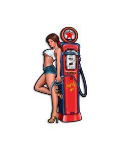 Pump Girl Vintage Sign, Other, Metal Sign, Wall Art, 14 X 24 Inches