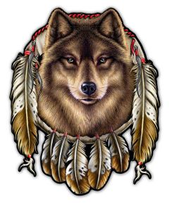 WOLF INDIAN, Other, Metal Sign, Wall Art, 14 X 17 Inches