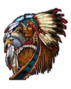SHIELD INDIAN 5, Other, Metal Sign, Wall Art, 14 X 15 Inches