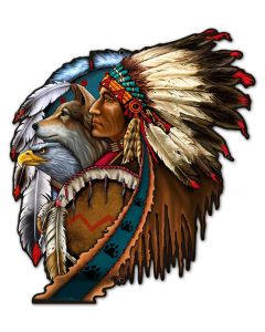 SHIELD INDIAN 5, Other, Metal Sign, Wall Art, 24 X 27 Inches