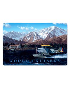 World Cruisers Vintage Sign, Aviation, Metal Sign, Wall Art, 18 X 12 Inches