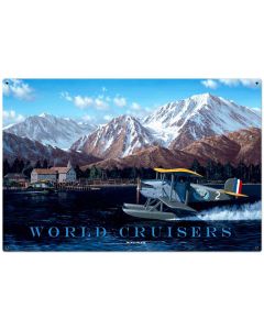 World Cruisers XL Vintage Sign, Aviation, Metal Sign, Wall Art, 36 X 24 Inches