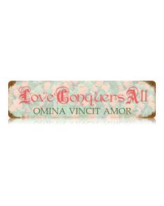 Love Conquers All Vintage Sign, Oil & Petro, Metal Sign, Wall Art, 20 X 5 Inches