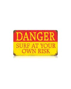 Danger Surf Vintage Sign, Humor, Metal Sign, Wall Art, 14 X 8 Inches