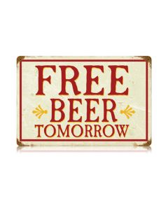 Free Beer Vintage Sign, Man Cave, Metal Sign, Wall Art, 18 X 12 Inches