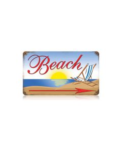 Beach Vintage Sign, Home & Garden, Metal Sign, Wall Art, 14 X 8 Inches