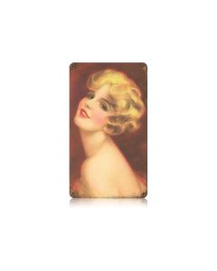 Deco Blond Vintage Sign, Pinup Girls, Metal Sign, Wall Art, 8 X 14 Inches