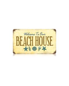 Beach House Vintage Sign, Home & Garden, Metal Sign, Wall Art, 14 X 8 Inches