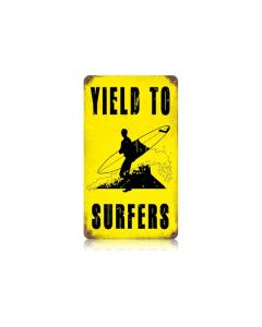 Yeid To Surfers Vintage Sign, Humor, Metal Sign, Wall Art, 8 X 14 Inches