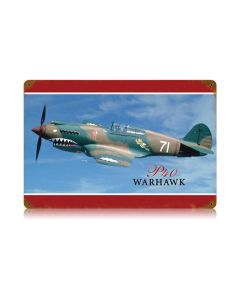 P-40 Warhawk Vintage Sign, Aviation, Metal Sign, Wall Art, 18 X 12 Inches