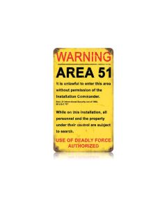 Area 51 Vintage Sign, Oil & Petro, Metal Sign, Wall Art, 8 X 14 Inches