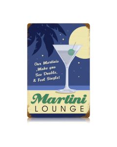 Martini Lounge Vintage Sign, Humor, Metal Sign, Wall Art, 12 X 18 Inches