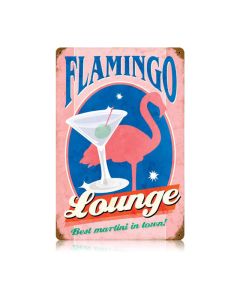 Flamingo Lounge Vintage Sign, Humor, Metal Sign, Wall Art, 12 X 18 Inches