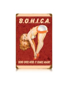 Bohica Vintage Sign, Pinup Girls, Metal Sign, Wall Art, 12 X 18 Inches