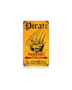 Pirate Parking Vintage Sign, Oil & Petro, Metal Sign, Wall Art, 8 X 14 Inches