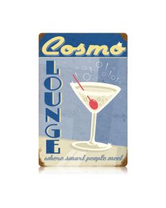 Cosmo Lounge Vintage Sign, Humor, Metal Sign, Wall Art, 12 X 18 Inches