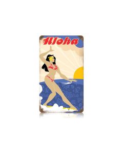 Aloha Surfer Vintage Sign, Humor, Metal Sign, Wall Art, 8 X 14 Inches