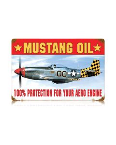 Mustang Oil Vintage Sign, Aviation, Metal Sign, Wall Art, 18 X 12 Inches