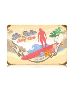 La Jolla Surf Vintage Sign, Humor, Metal Sign, Wall Art, 18 X 12 Inches