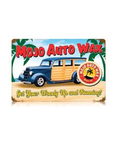 Mojo Woody Vintage Sign, Transportation, Metal Sign, Wall Art, 18 X 12 Inches