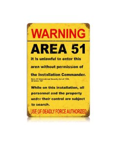 Area 51 Vintage Sign, Military, Metal Sign, Wall Art, 12 X 18 Inches