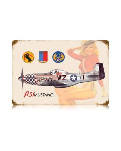 P-51 Salute Vintage Sign, Aviation, Metal Sign, Wall Art, 18 X 12 Inches