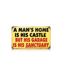 Mans Home Vintage Sign, Oil & Petro, Metal Sign, Wall Art, 14 X 8 Inches