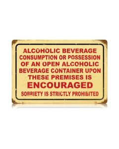 Drinking Encouraged Vintage Sign, Oil & Petro, Metal Sign, Wall Art, 18 X 12 Inches