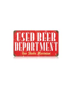 Used Beer Vintage Sign, Man Cave, Metal Sign, Wall Art, 14 X 8 Inches