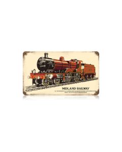 Midland Railway Vintage Sign, Trains, Metal Sign, Wall Art, 14 X 8 Inches
