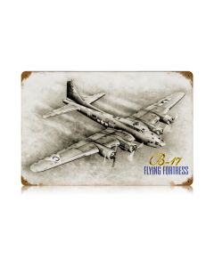 B-17 Flying Fortress Vintage Sign, Aviation, Metal Sign, Wall Art, 18 X 12 Inches