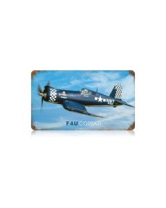 F4U Corsair Vintage Sign, Aviation, Metal Sign, Wall Art, 14 X 8 Inches