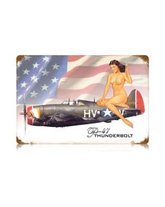 P-47 Nude Vintage Sign, Aviation, Metal Sign, Wall Art, 18 X 12 Inches