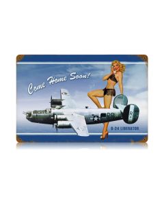 Come Home Soon Vintage Sign, Aviation, Metal Sign, Wall Art, 18 X 12 Inches