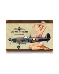 Spitfire Pin Up Vintage Sign, Aviation, Metal Sign, Wall Art, 18 X 12 Inches