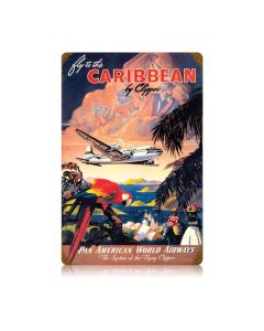 Caribbean Vintage Sign, Aviation, Metal Sign, Wall Art, 12 X 18 Inches
