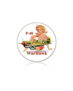 P-40 Warhawk Vintage Sign, Aviation, Metal Sign, Wall Art, 14 X 14 Inches