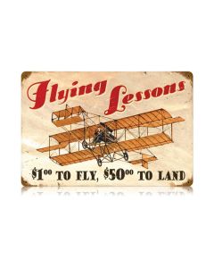 Flying Lessons Vintage Sign, Aviation, Metal Sign, Wall Art, 18 X 12 Inches
