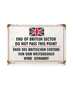 British Sector Vintage Sign, Military, Metal Sign, Wall Art, 18 X 12 Inches