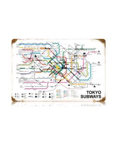 Tokyo Subways Vintage Sign, Transportation, Metal Sign, Wall Art, 18 X 12 Inches