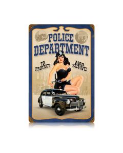 Police Pin Up Vintage Sign, Pinup Girls, Metal Sign, Wall Art, 12 X 18 Inches