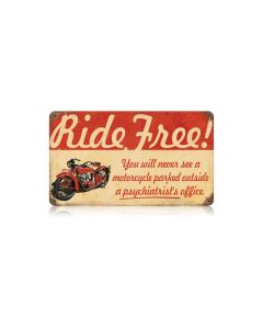 Ride Free Motorcycle Vintage Sign, Transportation, Metal Sign, Wall Art, 14 X 8 Inches