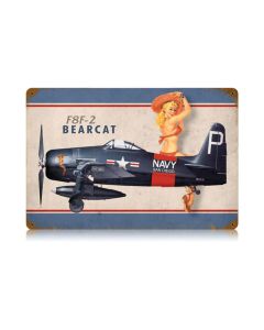 F8F Bearcat Vintage Sign, Aviation, Metal Sign, Wall Art, 18 X 12 Inches