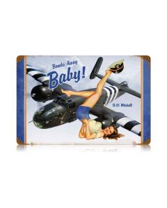 Bombs Away Vintage Sign, Pinup Girls, Metal Sign, Wall Art, 18 X 12 Inches