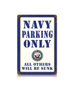 Navy Parking Vintage Sign, Military, Metal Sign, Wall Art, 18 X 12 Inches