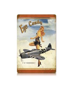 P-47 Eye Candy Vintage Sign, Aviation, Metal Sign, Wall Art, 18 X 12 Inches