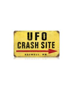 Ufo Crash Site Vintage Sign, Oil & Petro, Metal Sign, Wall Art, 8 X 14 Inches