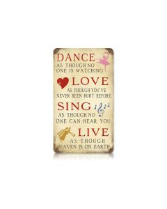 Dance Love Vintage Sign, Home & Garden, Metal Sign, Wall Art, 8 X 14 Inches