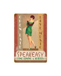 Speakeasy Vintage Sign, Pinup Girls, Metal Sign, Wall Art, 12 X 18 Inches