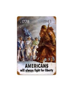 Americans Fight Vintage Sign, Military, Metal Sign, Wall Art, 12 X 18 Inches